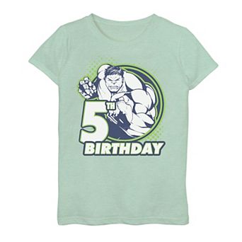 Girls 7-16 Marvel Avengers Hulk 5th Birthday Badge Graphic Tee