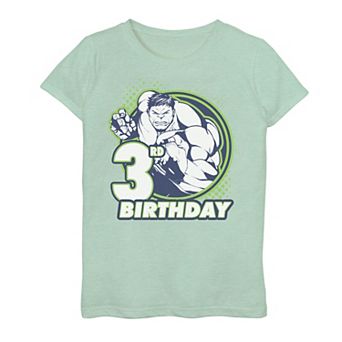 Girls 7-16 Marvel Avengers Hulk 3rd Birthday Badge Graphic Tee