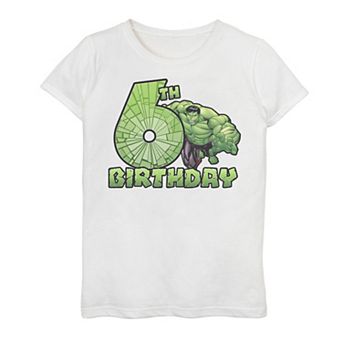 Girls 7-16 Marvel Avengers Hulk Smash 6th Birthday Graphic Tee