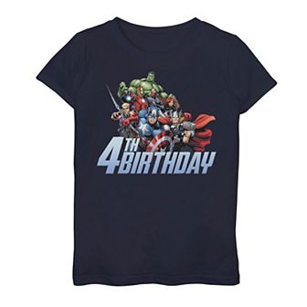 Girls 7-16 Marvel Avengers Action Shot 4th Birthday Graphic Tee