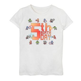 Girls 7-16 Marvel Avengers 8-Bit 5th Birthday Graphic Tee
