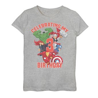 Girls 7-16 Marvel Avengers Celebrating My 3rd Birthday Graphic Tee