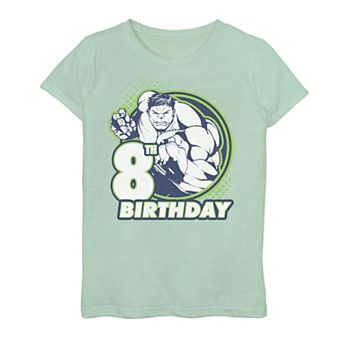 Girls 7-16 Marvel Avengers Hulk 8th Birthday Badge Graphic Tee