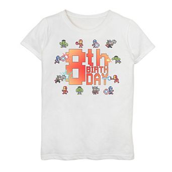 Girls 7-16 Marvel Avengers 8-Bit 8th Birthday Graphic Tee