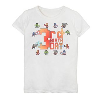 Girls 7-16 Marvel Avengers 8-Bit 3rd Birthday Graphic Tee