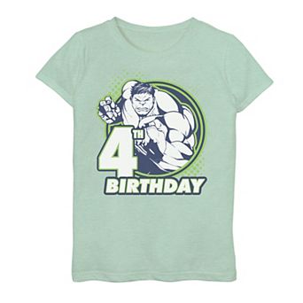 Girls 7-16 Marvel Avengers Hulk 4th Birthday Badge Graphic Tee