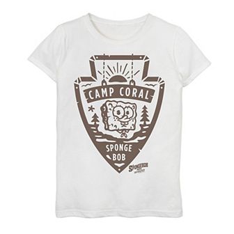Girls 7-16 Spongebob Movie Camp Patch Graphic Tee