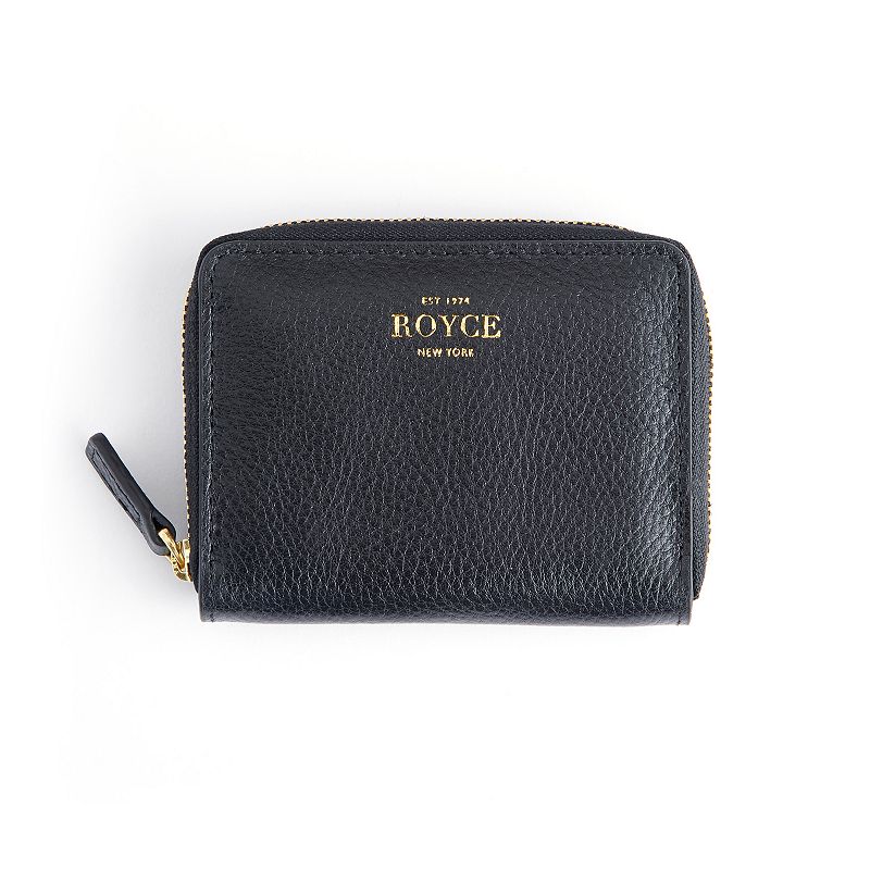 Royce Leather Zippered Credit Card Case, Black