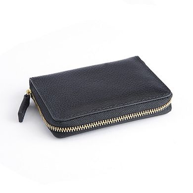 Royce Leather Zippered Credit Card Case