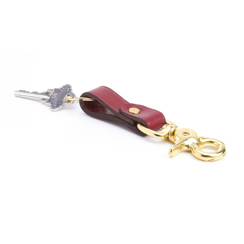 Royce Leather Leather Brass Key Fob, Red