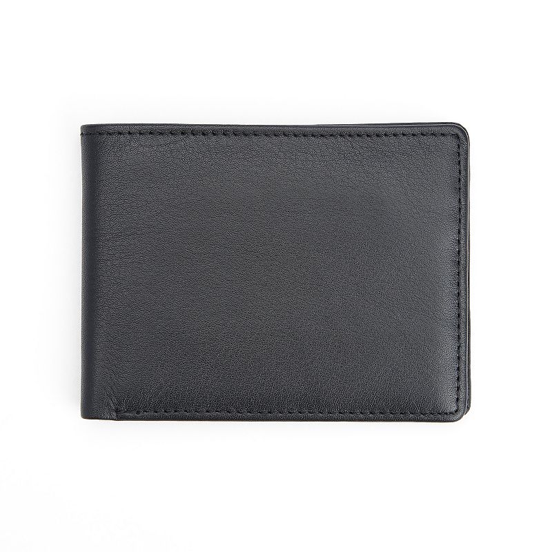 Royce Leather Slim Bifold Wallet, Black