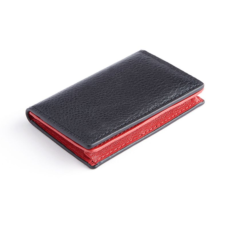 Royce Leather Pebbled Leather Credit Card Case, Black