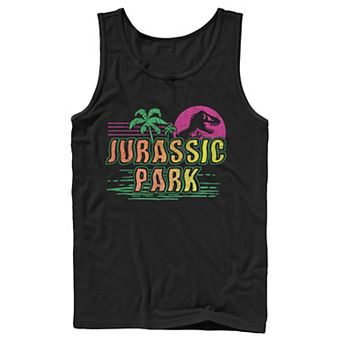 Men's Jurassic Park Neon Gradient Scene Tank Top