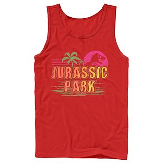 Men's Jurassic Park Neon Gradient Scene Tank Top