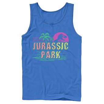 Men's Jurassic Park Neon Gradient Scene Tank Top