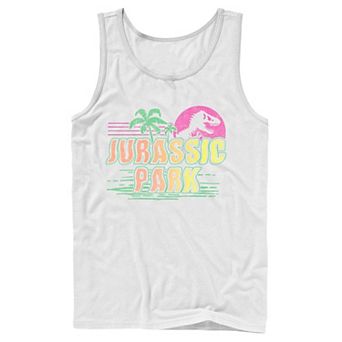 Men's Jurassic Park Neon Gradient Scene Tank Top
