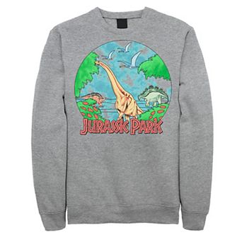 Men's Jurassic Park Retro Globe Watercolor Scene Sweatshirt