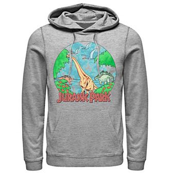 Men's Jurassic Park Retro Globe Watercolor Scene Hoodie