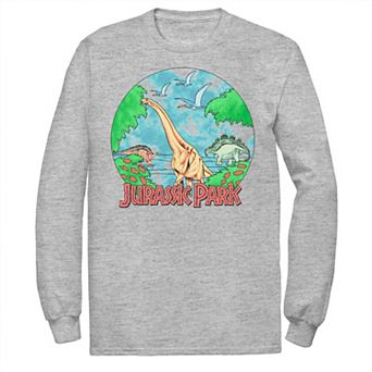 Men's Jurassic Park Retro Globe Watercolor Scene Tee