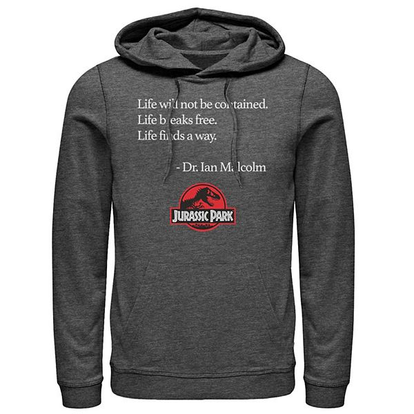 Mens Jurassic Park Life Finds A Way Quote Hoodie 1400