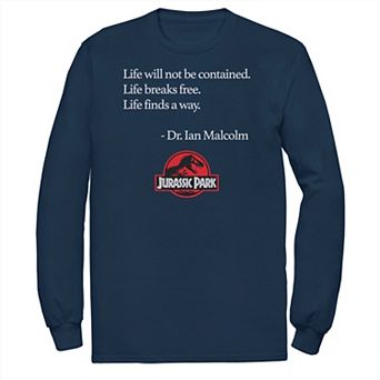 Men's Jurassic Park Life Finds A Way Quote Tee
