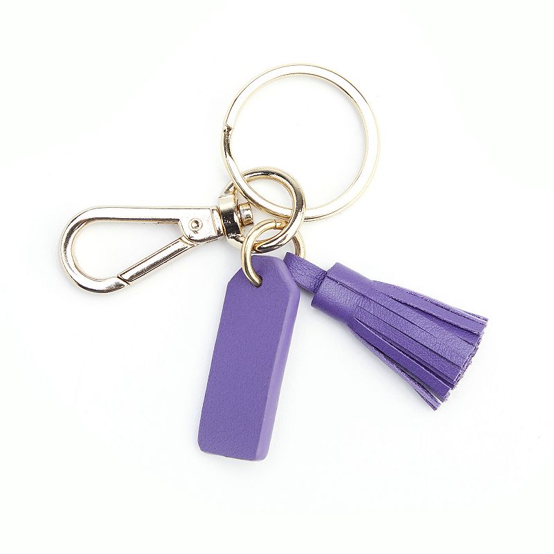 Royce Leather Mini Tassel Key Fob, Purple