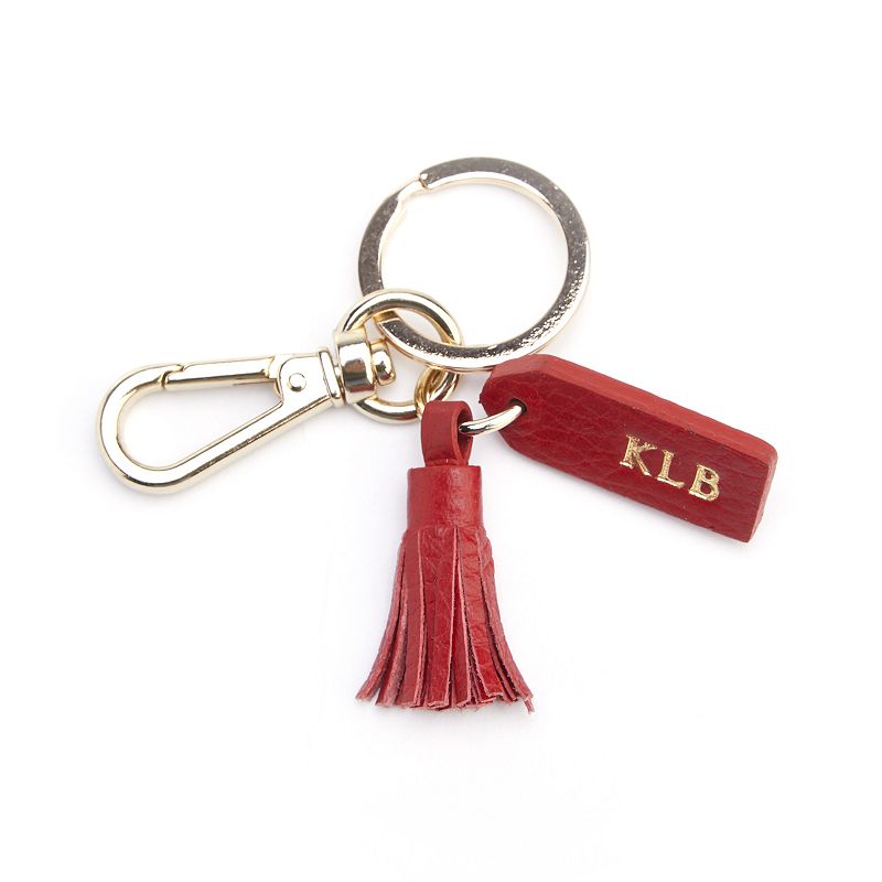 Royce Leather Mini Tassel Key Fob, Red