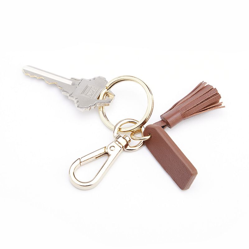Royce Leather Mini Tassel Key Fob, Lt Brown