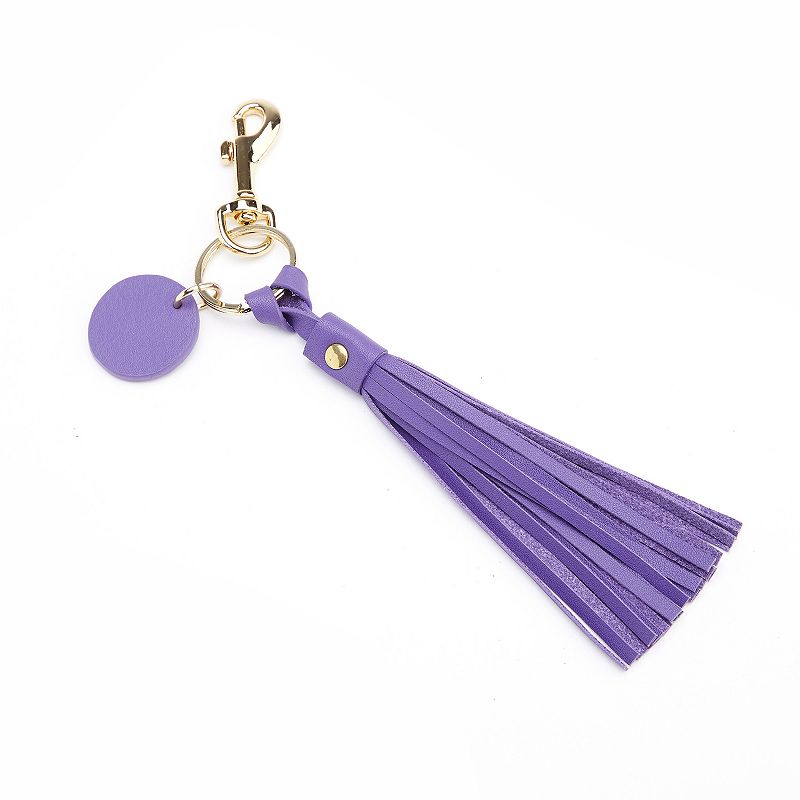 Royce Leather Tassel Key Fob, Purple