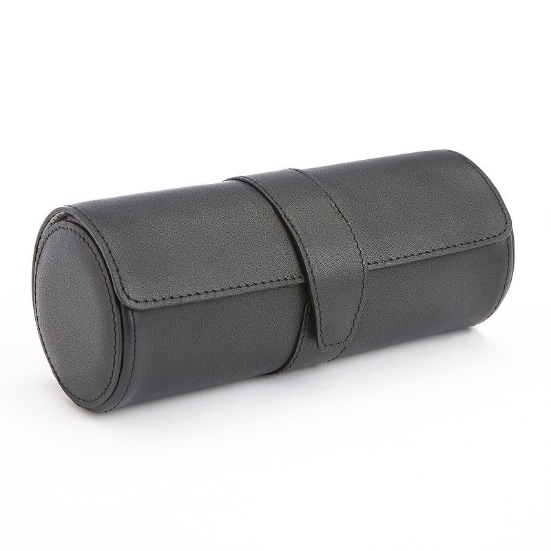 Royce Leather Cufflink Watch Roll, Black
