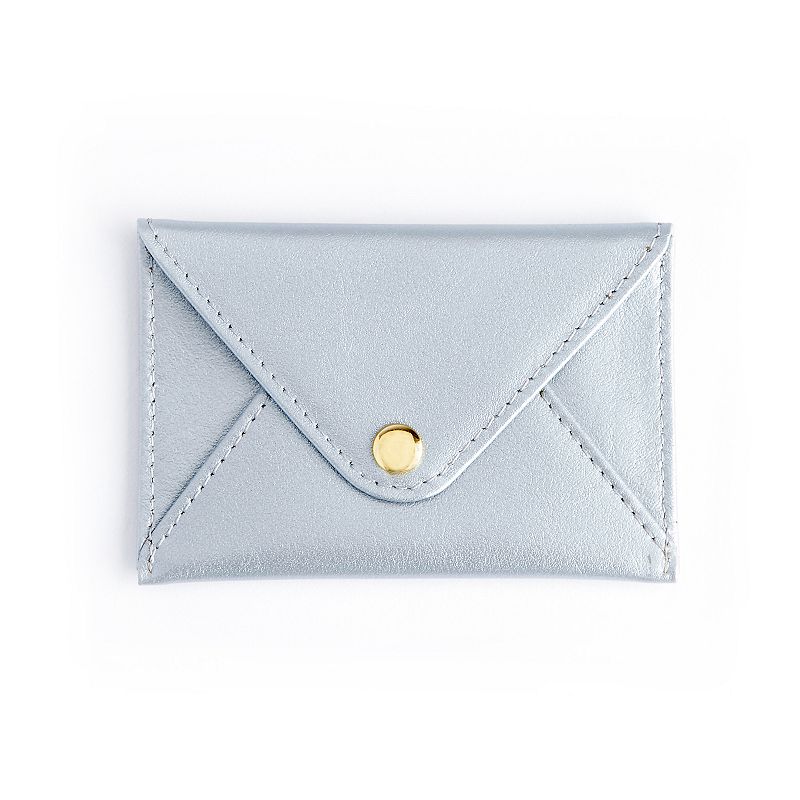 Royce Leather Mini Envelope Card Case, Silver