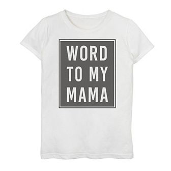 Girls 7-16 Word To My Mama Black Poster Mother's Day Graphic Tee