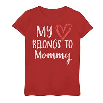 Girls 7-16 My Heart Belongs To Mommy Mother's Day Graphic Tee