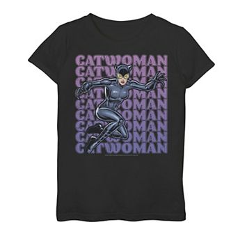 Girls 7-16 DC Comics Batman Catwoman Name Stack Graphic Tee
