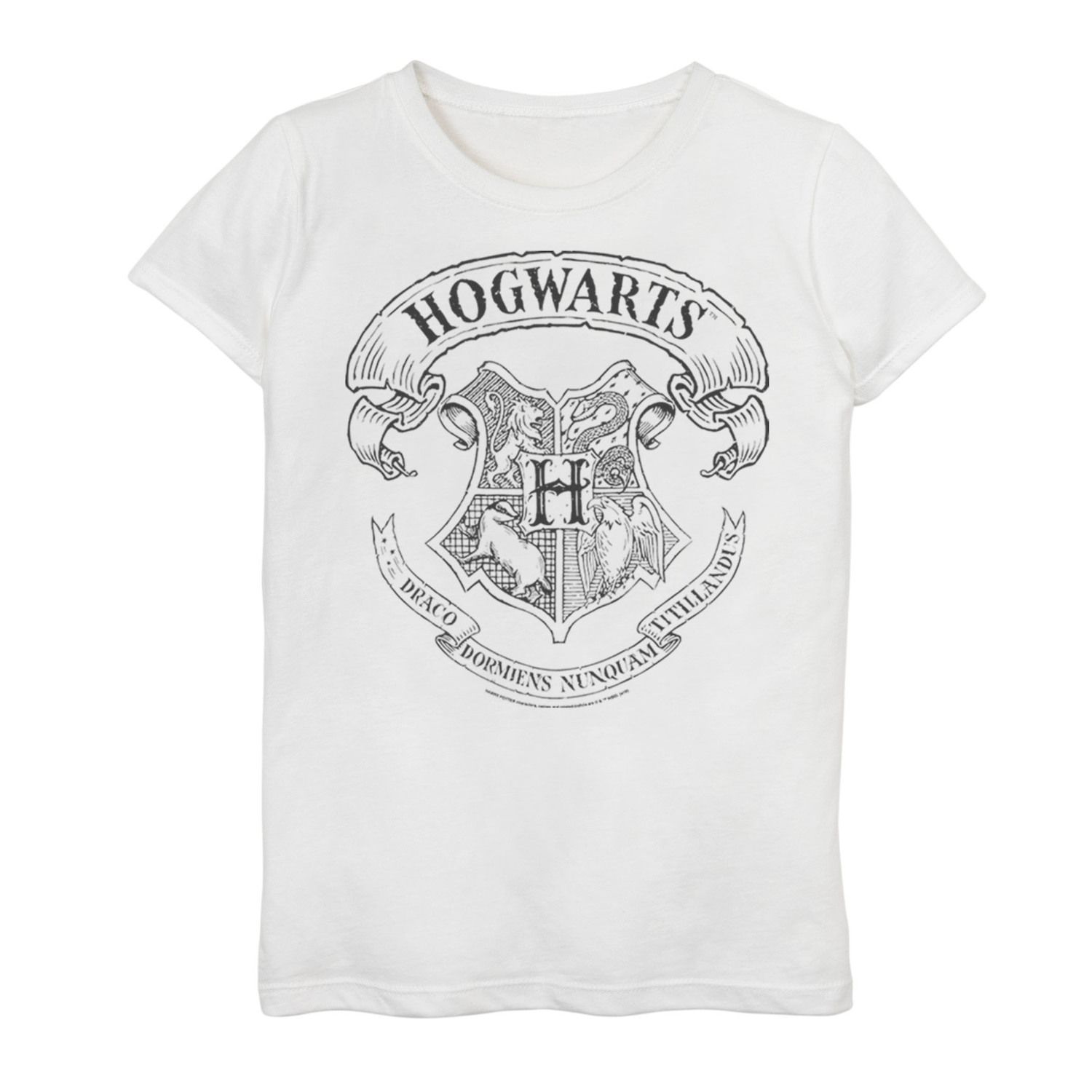 Image for Harry Potter Girls 7-16 Simple Hogwarts Crest Outline Graphic Tee at Kohl's.