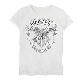 Girls 7-16 Harry Potter Simple Hogwarts Crest Outline Graphic Tee