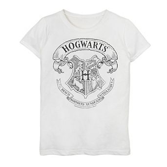 Girls 7-16 Harry Potter Simple Hogwarts Crest Outline Graphic Tee