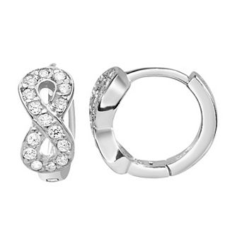 petit cheris Kids' Sterling Silver Cubic Zirconia Infinity Hoop Earrings