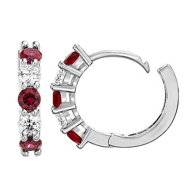 petit cheris Kids Sterling Silver Cubic Zirconia Hoop Earrings