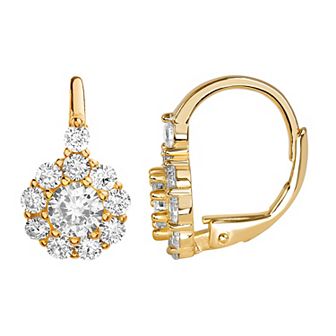 petit cheris Kids Sterling Silver Lab-Created Gemstone & Cubic Zirconia Floral Earrings