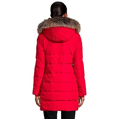 Women's Lands' End Faux-Fur Hood Long Down Winter Coat