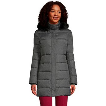 Women's Lands' End Faux-Fur Hood Long Down Winter Coat