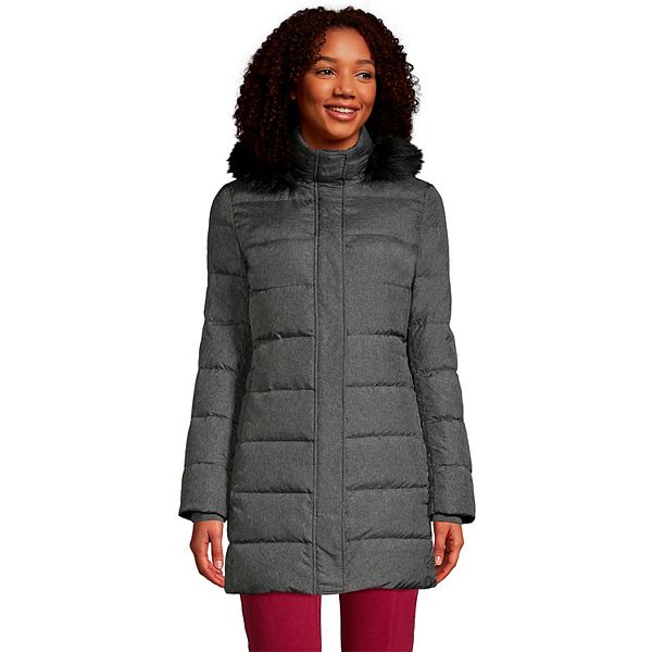 Women's Lands' End FauxFur Hood Long Down Winter Coat