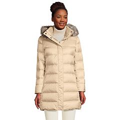 Women's Lands' End Faux-Fur Hood Long Down Winter Coat