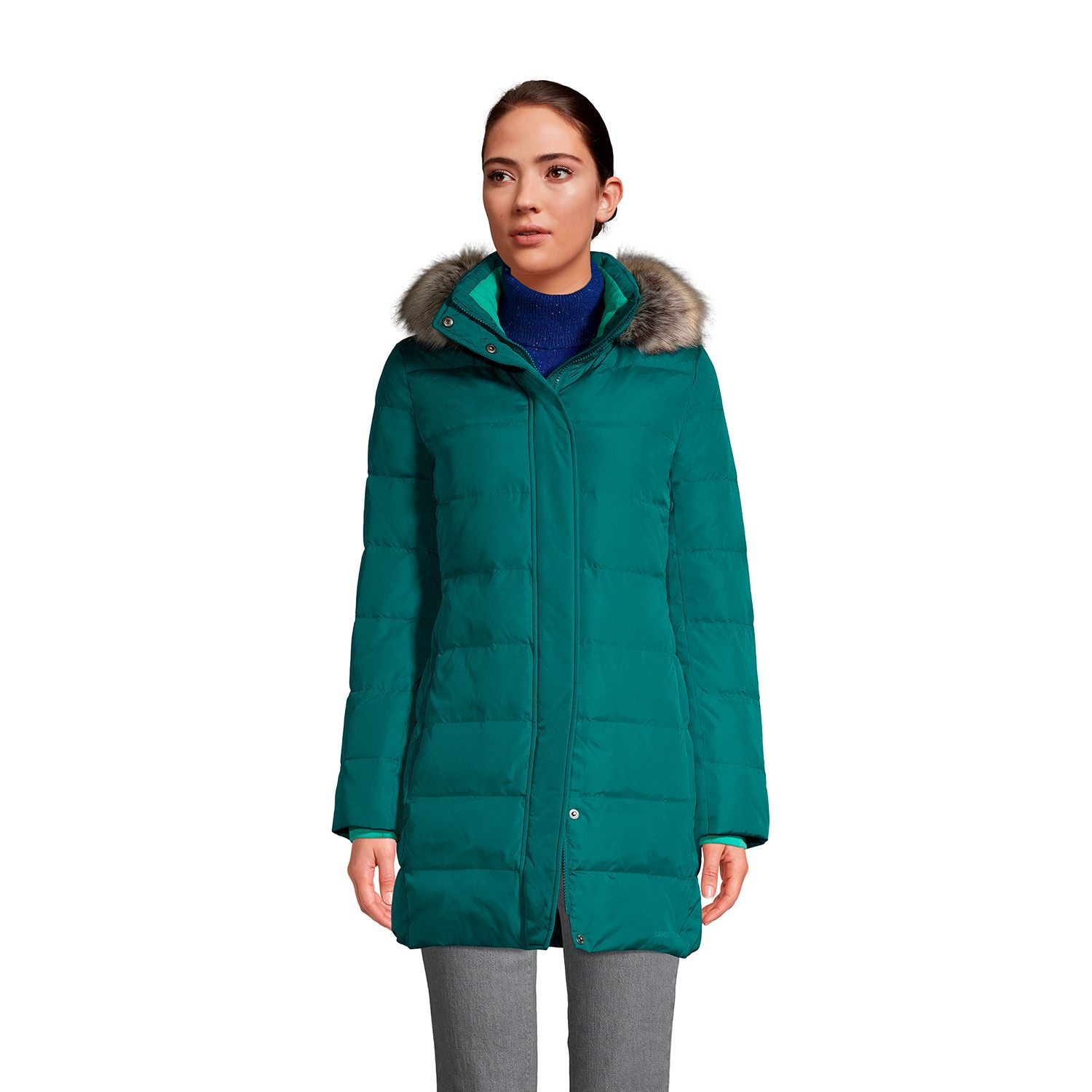 green long puffer coat