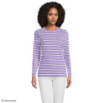 Women's Lands' End Relaxed-Fit Supima Long Sleeve Cotton Crewneck Tee
