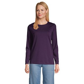 Women's Lands' End Relaxed-Fit Supima Long Sleeve Cotton Crewneck Tee