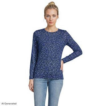Women's Lands' End Relaxed-Fit Supima Long Sleeve Cotton Crewneck Tee