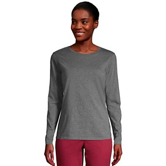 Women's Lands' End Relaxed-Fit Supima Long Sleeve Cotton Crewneck Tee