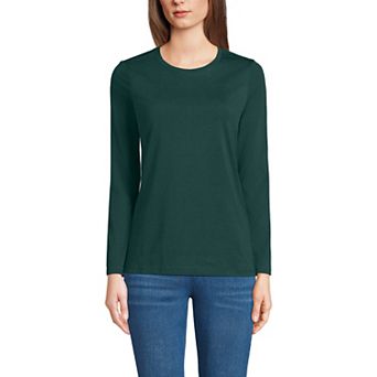 Women's Lands' End Relaxed-Fit Supima Long Sleeve Cotton Crewneck Tee